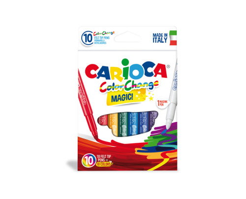 Carioca ColorChange Caja de 10 Rotuladores de Tinta Mágica Multicolor con Punta de 6 mm