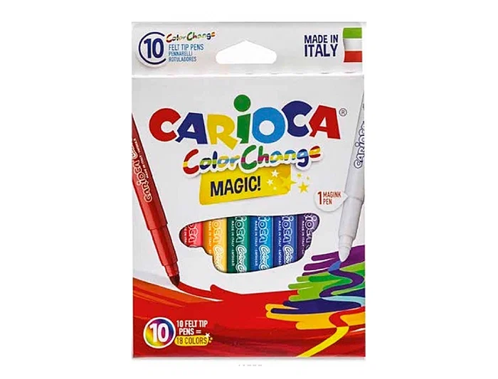 Carioca Rotulador Tinta Mágica Cambia Color Caja 10 Unidades Colores Surtidos Punta Maxi 6 mm Bloqueada