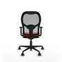 Silla de oficina Jorquera con mecanismo Sincro tapizada con Tela color Naranja oscuro y malla color Gris. Equipada con lumbar 1D, Brazos 1D y Ruedas 65mm nailon