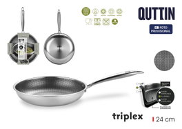 Quttin Sartén de Acero Inducción Triplex 24cm