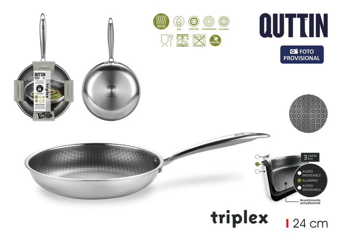 Quttin Sartén de Acero Inducción Triplex 24cm Quttin Sartén de Acero Inducción Triplex 24cm