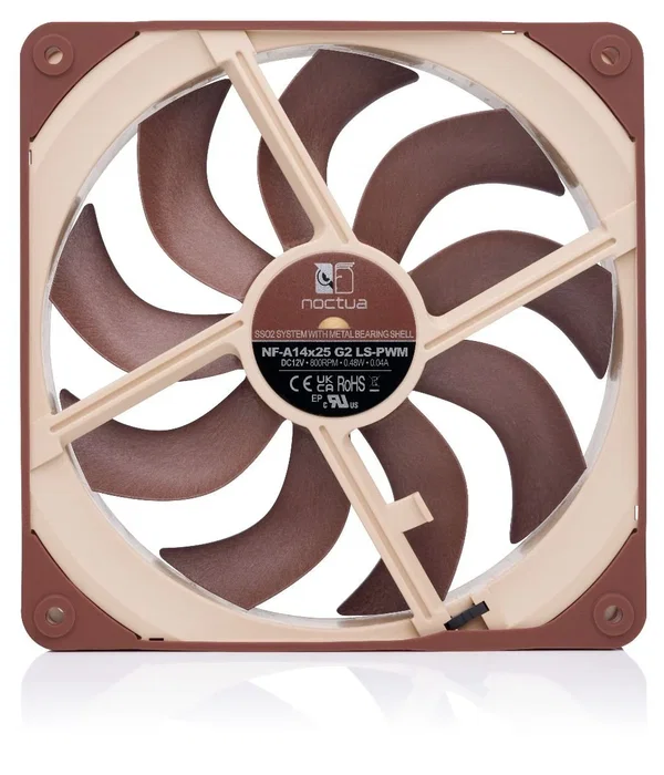 Noctua NF-A14X25 G2 LS-PWM Ventilador de 140 mm, Beige y Marrón