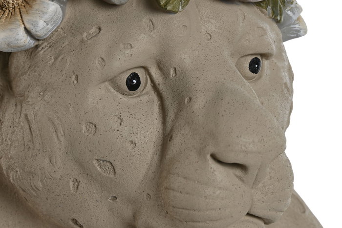 DKD Home Decor Macetero Magnesia Leopardo Flores Crema