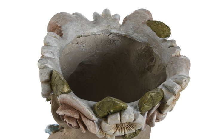DKD Home Decor Macetero Magnesia Leopardo Flores Crema