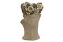 DKD Home Decor Macetero Magnesia Leopardo Flores Crema