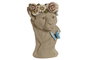 DKD Home Decor Macetero Magnesia Leopardo Flores Crema