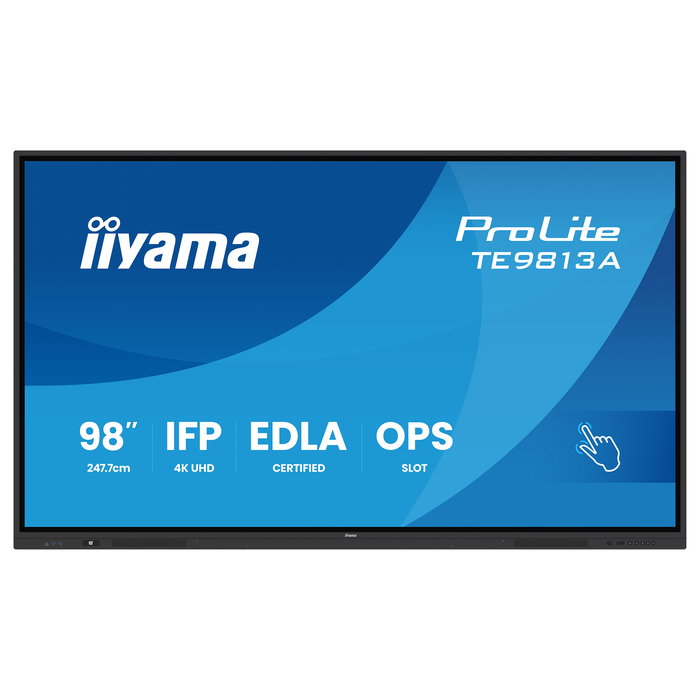 iiyama TE9813A-B2AG - Panel Interactivo 97.5" (247.7 cm) 4K Ultra HD (3840x2160), Pantalla Táctil IPS, 60W Audio, WiFi, Android 14, Ideal Educación, Color Negro