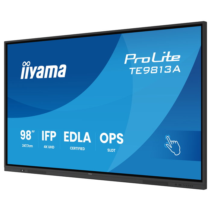 iiyama TE9813A-B2AG - Panel Interactivo 97.5" (247.7 cm) 4K Ultra HD (3840x2160), Pantalla Táctil IPS, 60W Audio, WiFi, Android 14, Ideal Educación, Color Negro