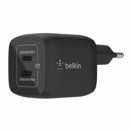 Belkin Cargador Pared USB-C 45W BoostCharge Pro GaN 2 Puertos, Carga Rápida con PPS para iPhone 14/13/12, iPad, Tablets y Smartphones