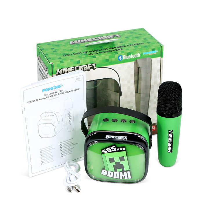 OTL TECHNOLOGIES Altavoz y Micro Karaoke LED Minecraft