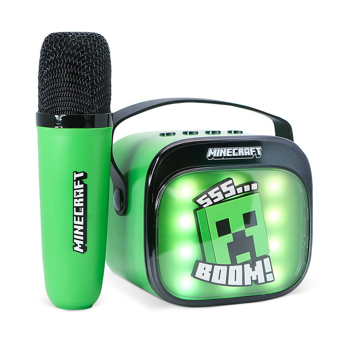 OTL TECHNOLOGIES Altavoz y Micro Karaoke LED Minecraft