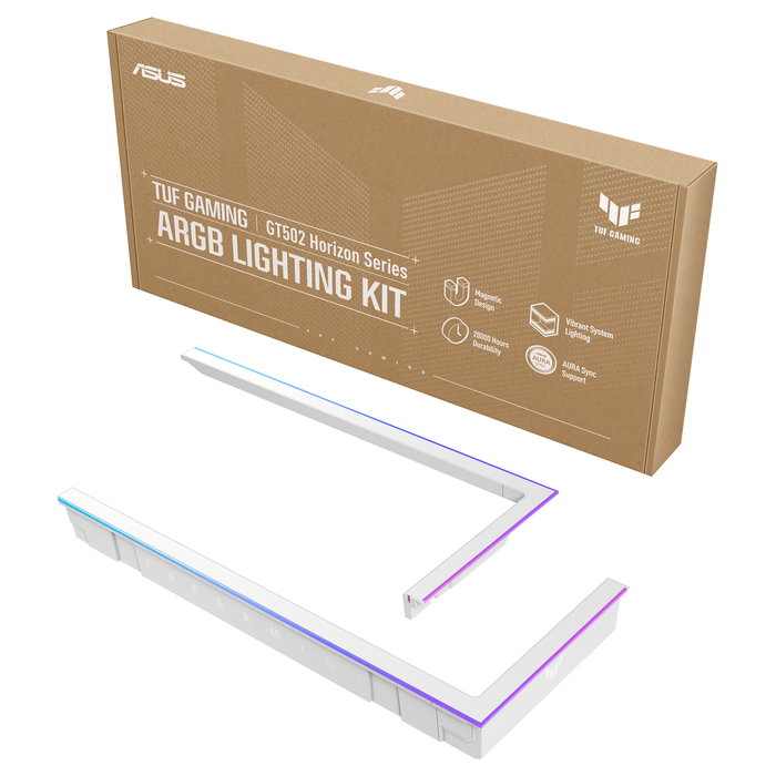 ASUS TUF GAMING GT502 Horizon Kit de Iluminación ARGB Blanco - Kit de Mejora RGB, 5V, 3 Pines, Soportes Magnéticos, 20000 h MTBF