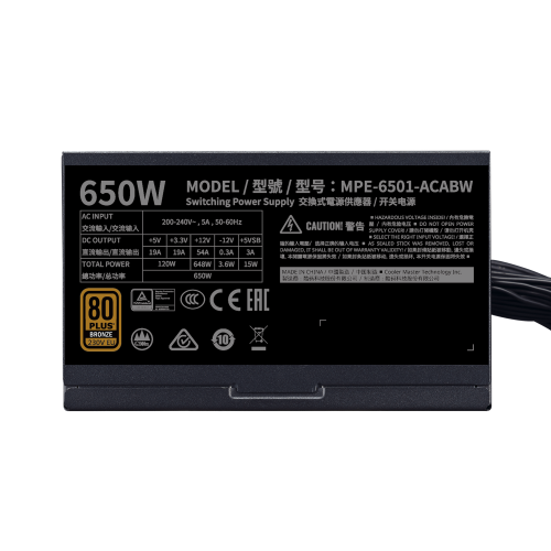 Cooler Master MWE Bronze V2 650W 80 PLUS Bronze Negro Cooler Master MWE Bronze V2 650W 80 PLUS Bronze Negro