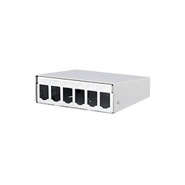 METZ CONNECT 130861-0602-E Carcasa Modular AP 6 Puertos, Blanco RAL9010, Aluminio Zinc Acero, 125 x 43.6 x 110 mm, Certificación RoHS