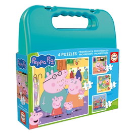 EDUCA Maleta Puzzles Progresivos Peppa Pig 6-9-12-16 piezas