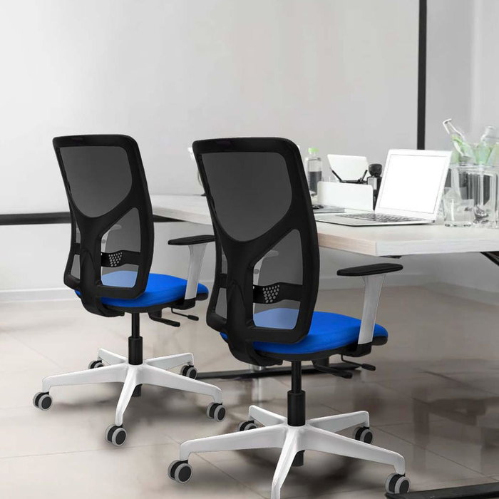 PIQUERAS Y CRESPO Silla de oficina Motilla con mecanismo Sincro/Traslack, tela amarilla y malla gris