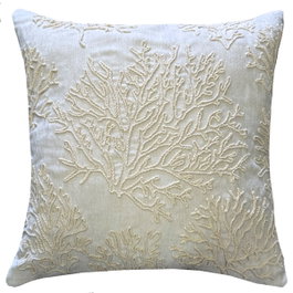 DKD Home Decor Cojín de Chenilla Bordado Crema 45x15x45 cm