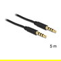 DeLOCK Cable de audio 3.5 mm macho a macho (4 polos, 5 metros, negro, ref. 83438)