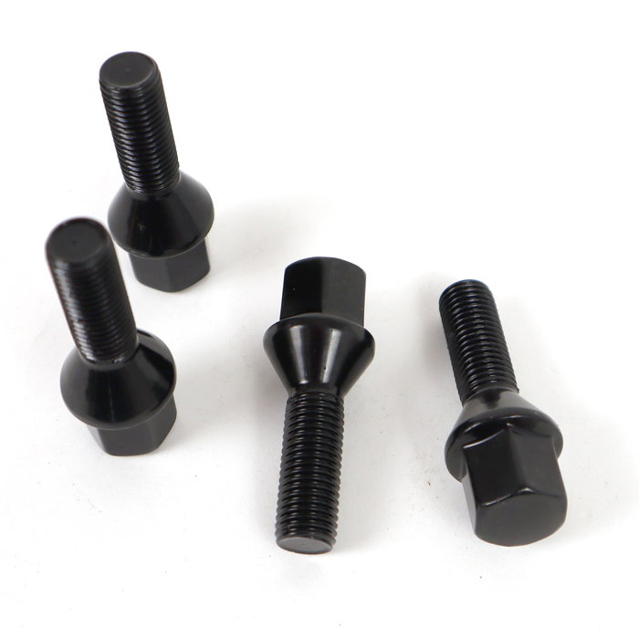 OMP Juego de 4 Tornillos M12x1.5 Conico Largo 28 mm Llave 17 Negro DIN 10.9 - Ref. OMPS09521201