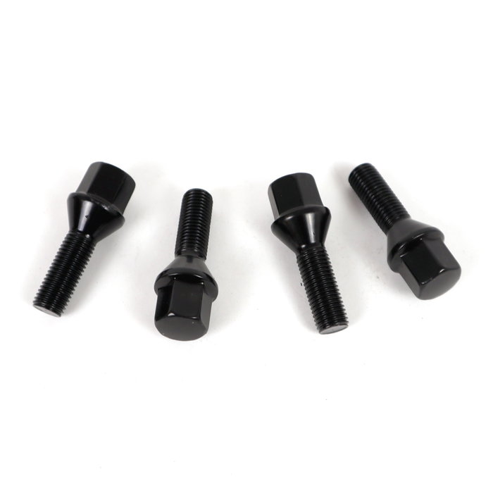 OMP Juego de 4 Tornillos M12x1.5 Conico Largo 28 mm Llave 17 Negro DIN 10.9 - Ref. OMPS09521201