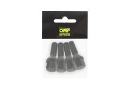 OMP Juego de 4 Tornillos M12x1.5 Conico Largo 28 mm Llave 17 Negro DIN 10.9 - Ref. OMPS09521201