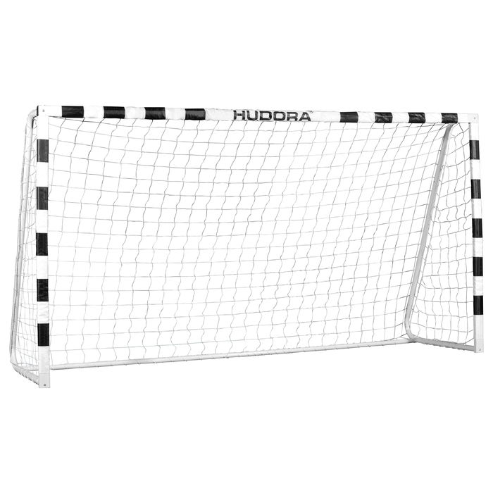 HUDORA 76909 Fussballtor Stadion, Porteria de Futbol, Color Blanco/Negro, Dimensiones: 3000 * 900 * 1600 mm, Peso 15 kg