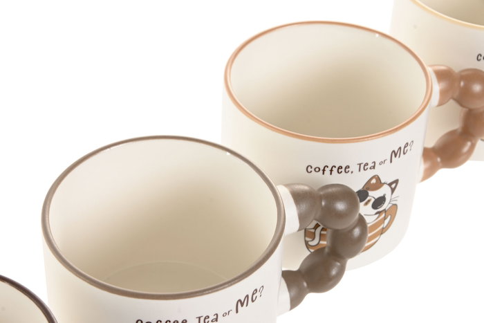 DKD Home Decor Mug Scandi Porcelana New Bone Beige Marron 9 x 8 x 13.5 cm 12 Unidades 335ml