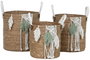 DKD Home Decor Set de 3 Cestas de Fibra y Algodón Natural 38x38x35 cm