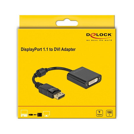 DeLOCK Adaptador DisplayPort 1.1 macho a DVI-D hembra negro