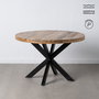 Mesa Comedor Natural-Negro Madera-Hierro 120 X 120 X 79 cm