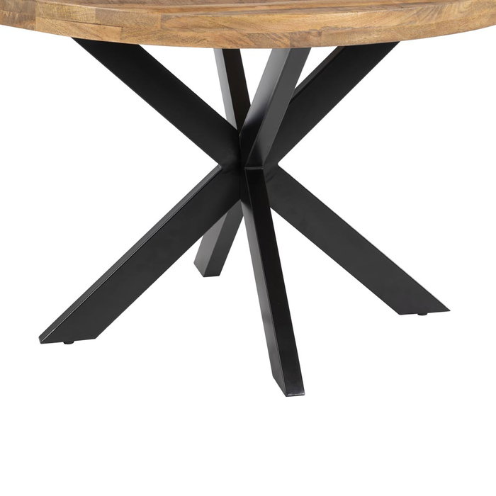 Mesa Comedor Natural-Negro Madera-Hierro 120 X 120 X 79 cm
