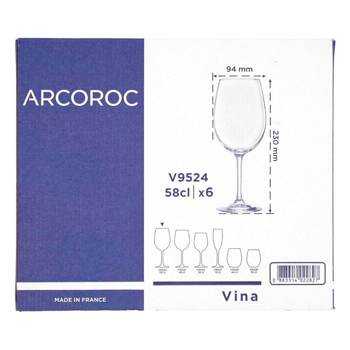 Caja 6 Copas Vino Vidrio Eco Vina Arcoroc 58 cL