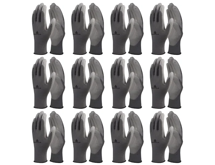 Deltaplus Guantes de poliéster antideslizante lavables talla 7 gris