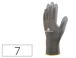 Deltaplus Guantes de Poliéster Antideslizante para Manipulación y Manutención, Gris, Talla 7