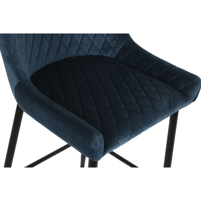DKD Home Decor Taburete con Patrón Rombo Azul Marino