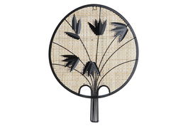 DKD Home Decor Decoracion Pared Oriental Negro Natural 30 x 40 x 2.5 cm 4 Unidades Hierro