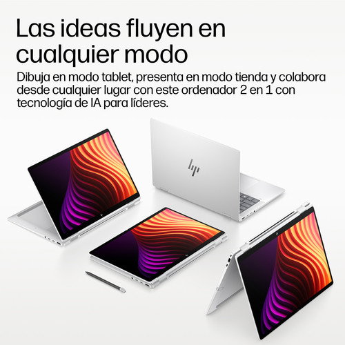 HP EliteBook X Flip G2i 14 pulgadas, Intel Core Ultra 7 356H, 32 GB RAM, 1 TB SSD, WUXGA Táctil, Plata