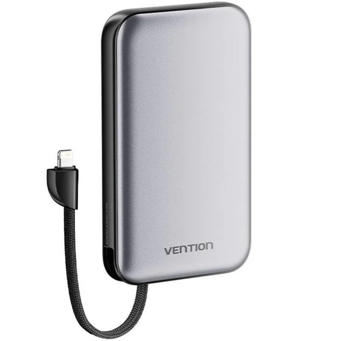 Vention I12IA Powerbank 10000mAh Negro 20W Carga Rápida con Cable USB-C y Lightning