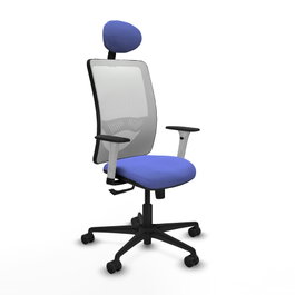 PIQUERAS Y CRESPO Silla de oficina Zulema con mecanismo Sincro, Azul claro y Blanco