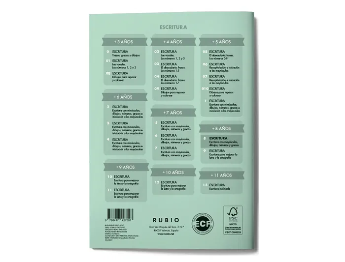 Rubio Cuaderno Caligrafía Nº 8 Certificado FSC 15x213x155 mm