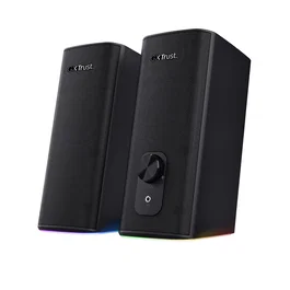 Trust Altavoz GXT 612 CETIC Bluetooth Inalámbrico y Alámbrico 18W 2.0 Canales, Negro con Iluminación RGB, Fabricado con 76% Plástico Reciclado