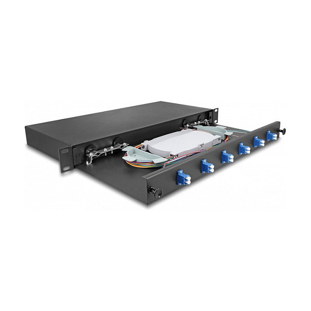 DeLOCK Caja de empalme de fibra óptica 6 x LC Duplex OS2 19″ 1U