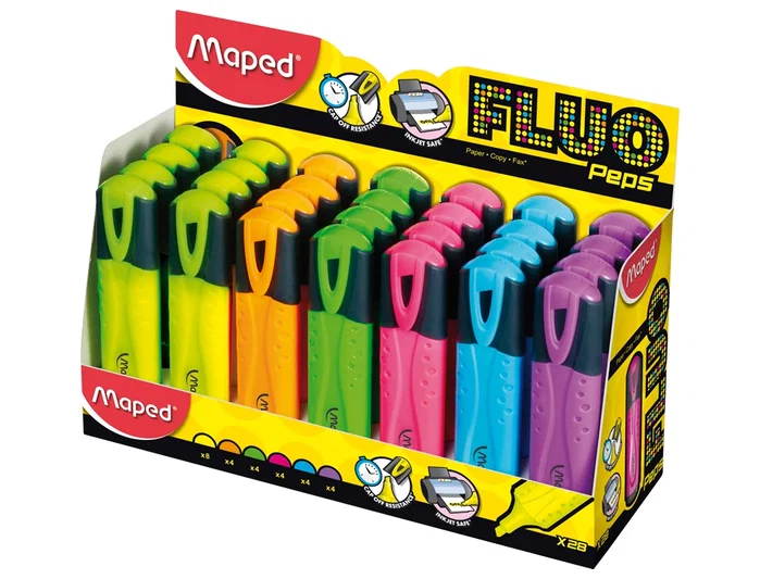 MAPED Fluo Peps Classic Expositor de 28 Unidades Colores Surtidos