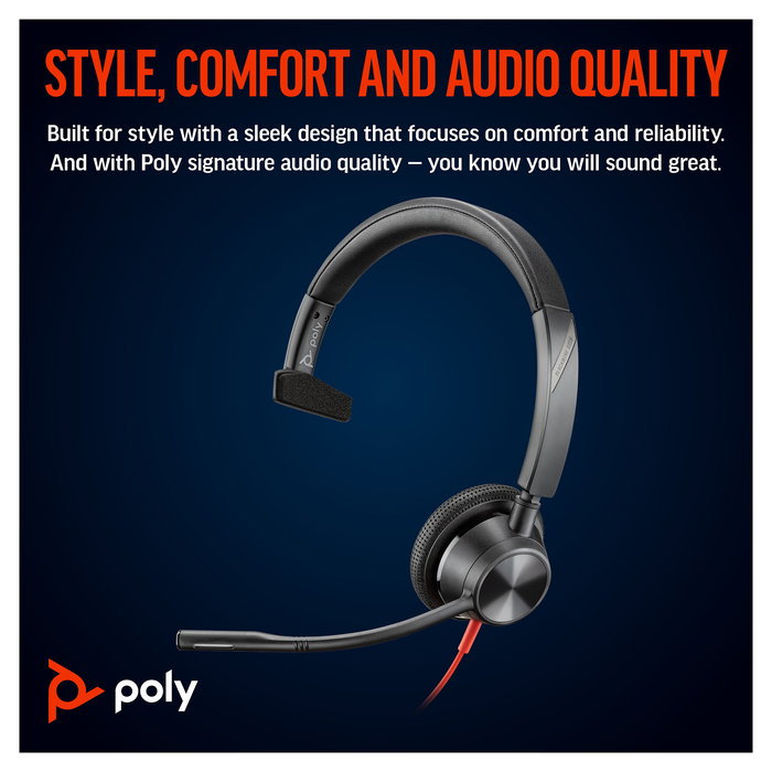 HP Poly Headset Blackwire C3315 Mono Auriculares USB-C/A y 3.5mm Negro HP Poly Headset Blackwire C3315 Mono Auriculares USB-C/A y 3.5mm Negro