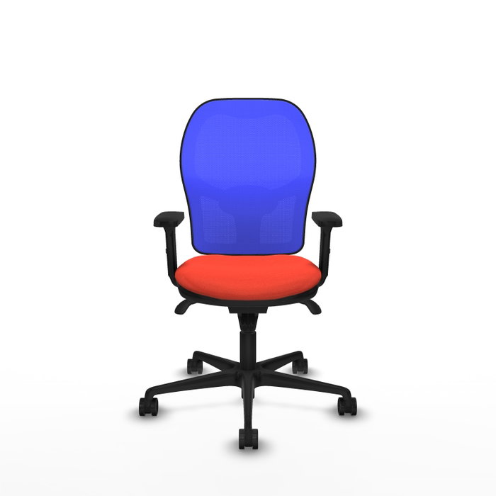 PIQUERAS Y CRESPO Silla de oficina Jorquera con mecanismo Sincro, tela naranja y malla azul