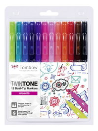 TOMBOW Twintone Doble Punta Colores Brillantes Estuche de 12