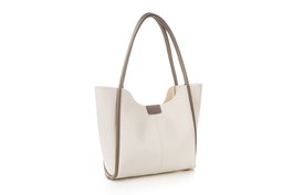 Lucky Bees 1264 Bolso Tote Crema Polipiel Elegante y Duradero para Mujer, Amplio Interior con Bolsillo y Correa Larga 30cm Caída