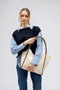 Lucky Bees 1264 Bolso Tote Crema Polipiel Elegante y Duradero para Mujer, Amplio Interior con Bolsillo y Correa Larga 30cm Caída