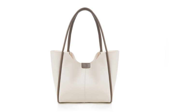 Lucky Bees 1264 Bolso Tote Crema Polipiel Elegante y Duradero para Mujer, Amplio Interior con Bolsillo y Correa Larga 30cm Caída