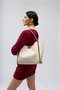 Lucky Bees 1264 Bolso Tote Crema Polipiel Elegante y Duradero para Mujer, Amplio Interior con Bolsillo y Correa Larga 30cm Caída